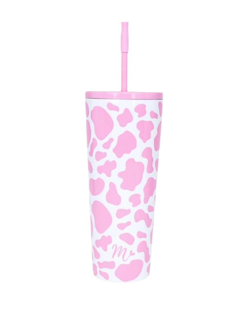 Mermaid Straw Stainless Steel Insulated Cup 22oz Strawberry Milk